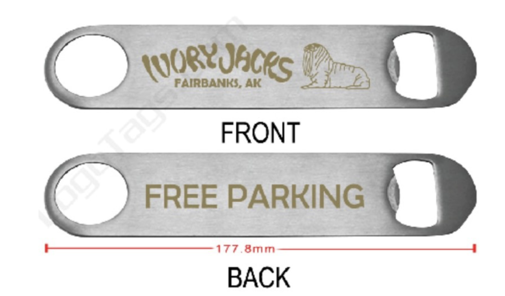 Ivory Jacks Bottle Opener front and back.